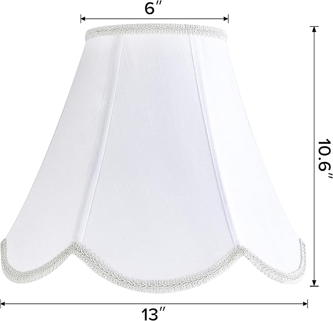 GO&SO White Lamp Shade Medium Scalloped Lamp Shades, Replacement Lampshades