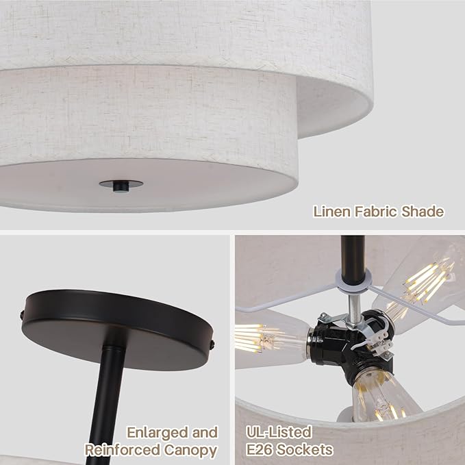 18 Inch Large Semi Flush Mount Ceiling Light Fixture