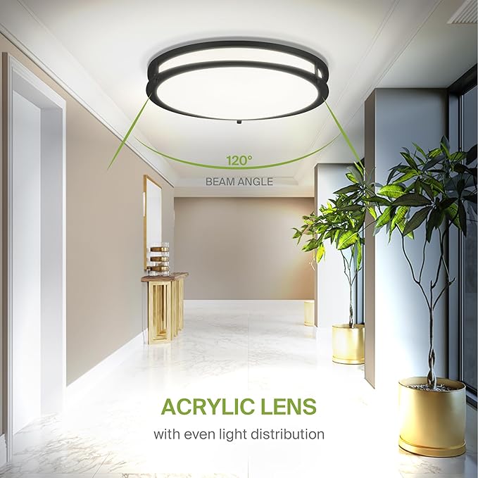 ASD LED 16" Round Flush Mount Lighting, Close to Ceiling Light Fixture | 3CCT