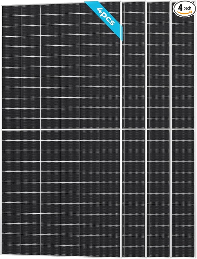 Renogy Solar Panels Bifacial 4Pcs 590 Watt N-Type Monocrystalline 12V 16BB Solar Panel, 25% High Efficiency Solar Module for RV Home Farm Shed Trailer Camper Marine Off-Grid System