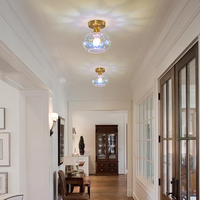 Vintage Glass Flush Mount Ceiling Light