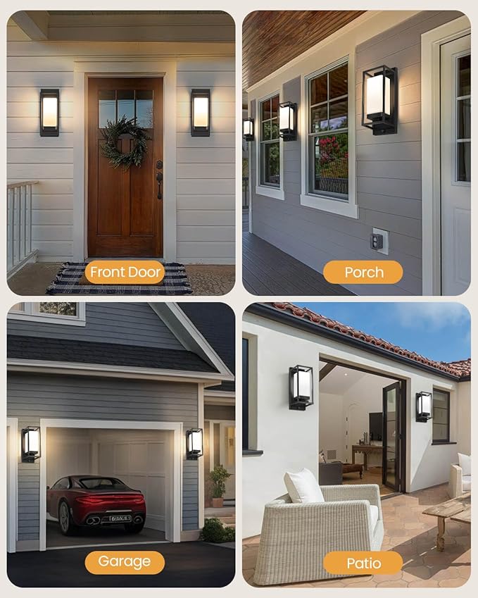 SHIMR Outdoor Wall Light with Dusk to Dawn Sensor, E26 Base, Waterproof Outdoor