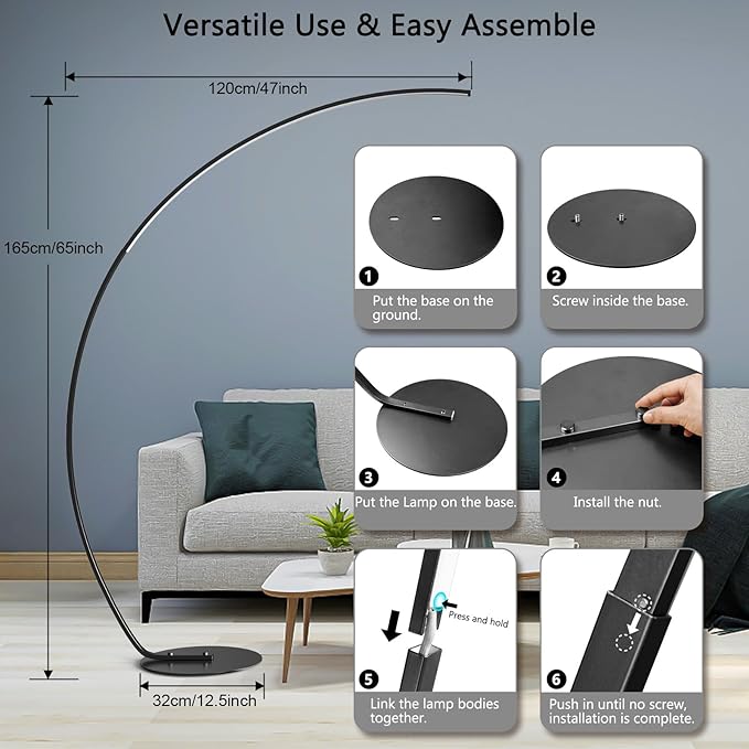 NUÜR Arc Floor Lamp, Arched Bright Floor Lamps