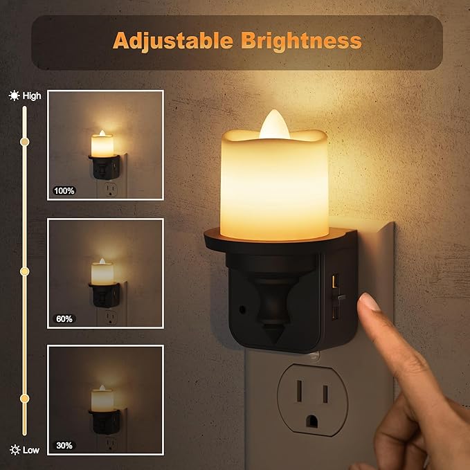 JandCase Flameless Candle Night Light, 2 Pack Night Lights Plug into Wall