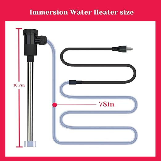 2000W Immersion Water Heater for Hot Tub & Pool – Portable Electric Submersible Heater with Temp Control, Auto Shut-Off, and WiFi Timer for Above Ground Pool, Swimming pool, Bathtub, and Spa
