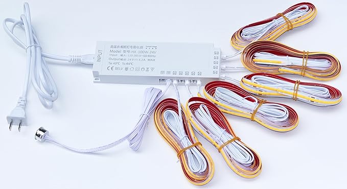 Under Cabinet Lights Kit, Touch Sensor COB LED Strip Lights, Dimmable Bright