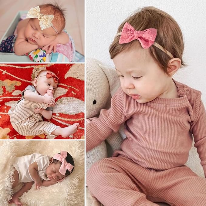 Baby Girl Headbands and Bows, Newborn Infant Toddler Nylon Hairbands Hair Accessories