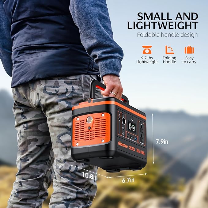 Portable Power Station, 297Wh Backup Lithium Battery Generator with 600W AC Output and 120W Fast Charging, Solar Generator for Outdoors Camping, Travel Emergency, Home Blackout