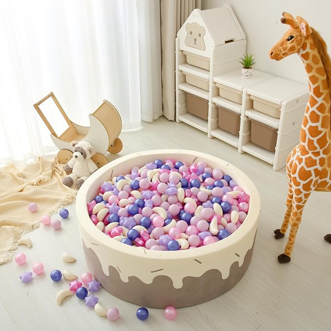 GOGOSO Ball Pit Balls Stars Moon Shapes Plastic Pitballs for Toddler Play Tent Baby Photo Props Kids Pool Water Toys Kiddie Pool Party Decor,Pink Purple,100pcs