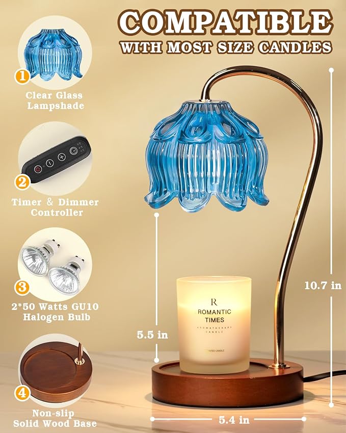 Flower Candle Warmer Lamp with Timer, Birthday Gifts