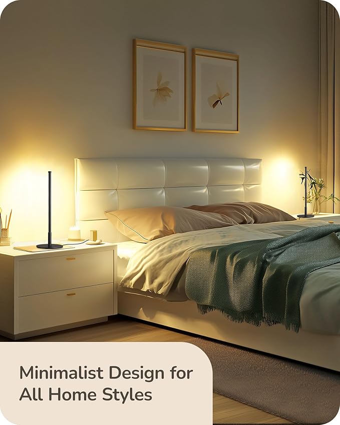 EDISHINE Upgraded LED Table Lamp Set of 2, Stepless Dimmable Bedside Lamps