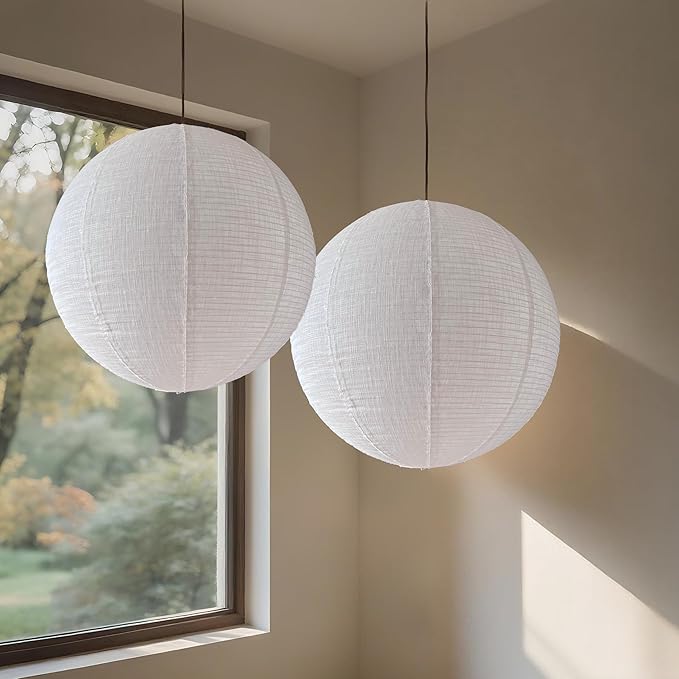 Large Hanging Lampshade 20INCH Can Replace White Paper Lanterns 2Pack Handmade
