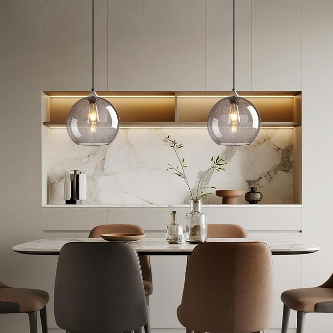 Light Grey Glass Pendant Lights Kitchen Island Globe Pendant Light Fixtures