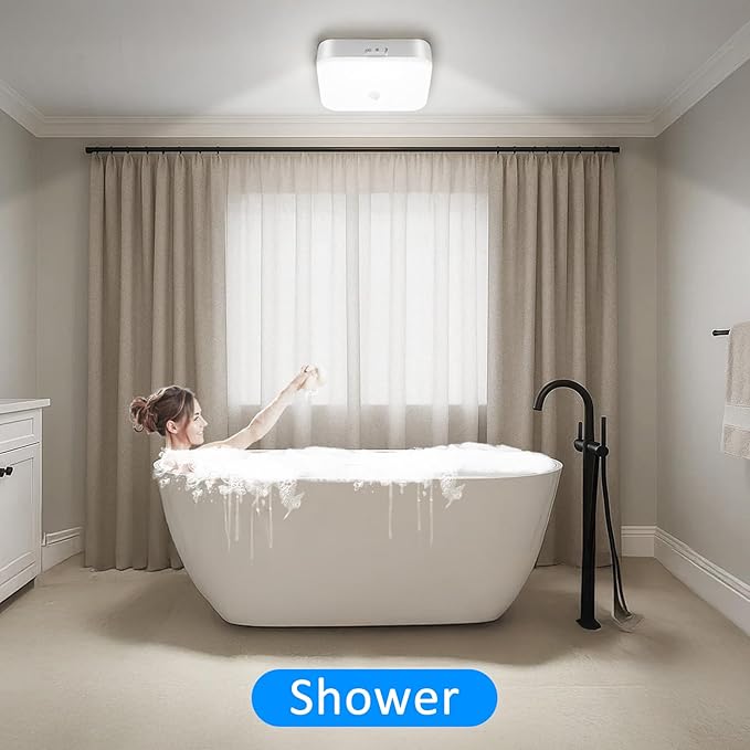 Waterproof Rechargeable Shower Light Indoor - 10000mAh Motion Sensor Closet