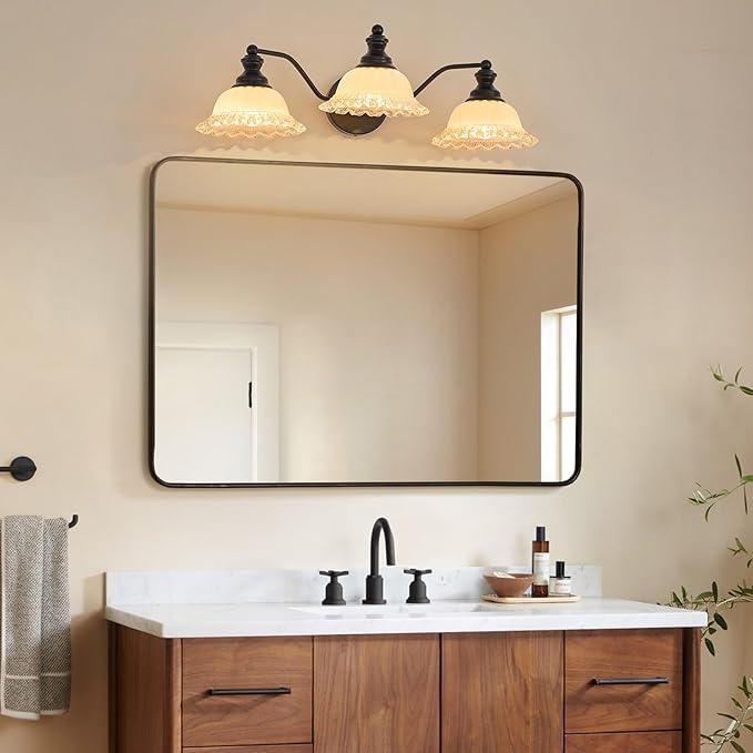 Black Bathroom Vanity Light White 3 Light