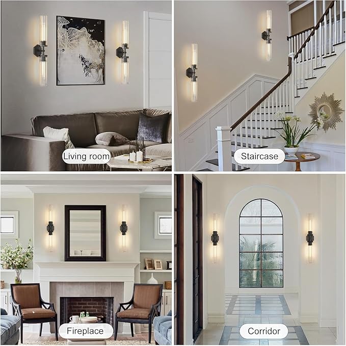 Black Crystal Wall Sconces Light
