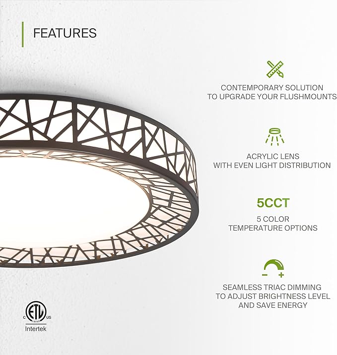 ASD 14 Inch LED Flush Mount Ceiling Light Fixture