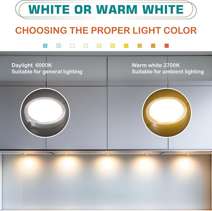 Single Under Cabinet Puck Light, Collection Display Cases Bookshelf Counter LED