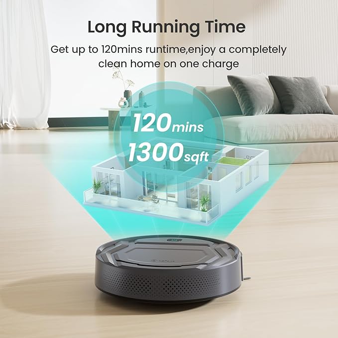 Lefant Robot Vacuums, 2200Pa Suction, 120 Min Runtime, WiFi/App/Alexa Control, Anti-Collision/Drop Sensor, Self-Charging Robotic Vacuum Cleaner, Slim, Q