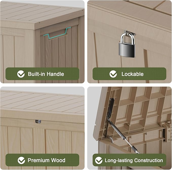 150GAL Brown Large - Capacity Outdoor Deck Box with Lock Hole – Waterproof, SGS - Certified UV Resistance, Ideal for Storing Patio Furniture Sets & Seasonal Decor, Hassle - Free Setup