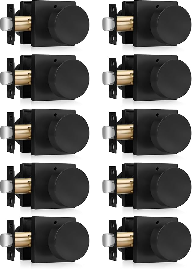 Haidms Matte Black Door Knobs Interior Privacy, Heavy Duty Square Black