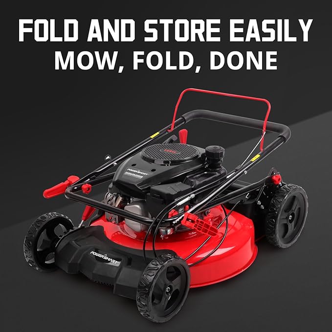PowerSmart 21-Inch Gas Push Lawn Mower with 144cc 4-Cycle OHV Engine, 2-in-1 with Mulch and Side-Discharge, 6-Position Adjustable Cutting Height (DV8621C)