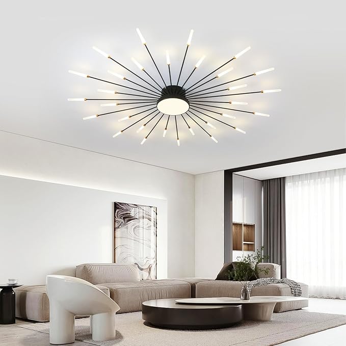 ziidoo Modern Ceiling Light, 30+1 Lights Metal Firework Designed Chic Led