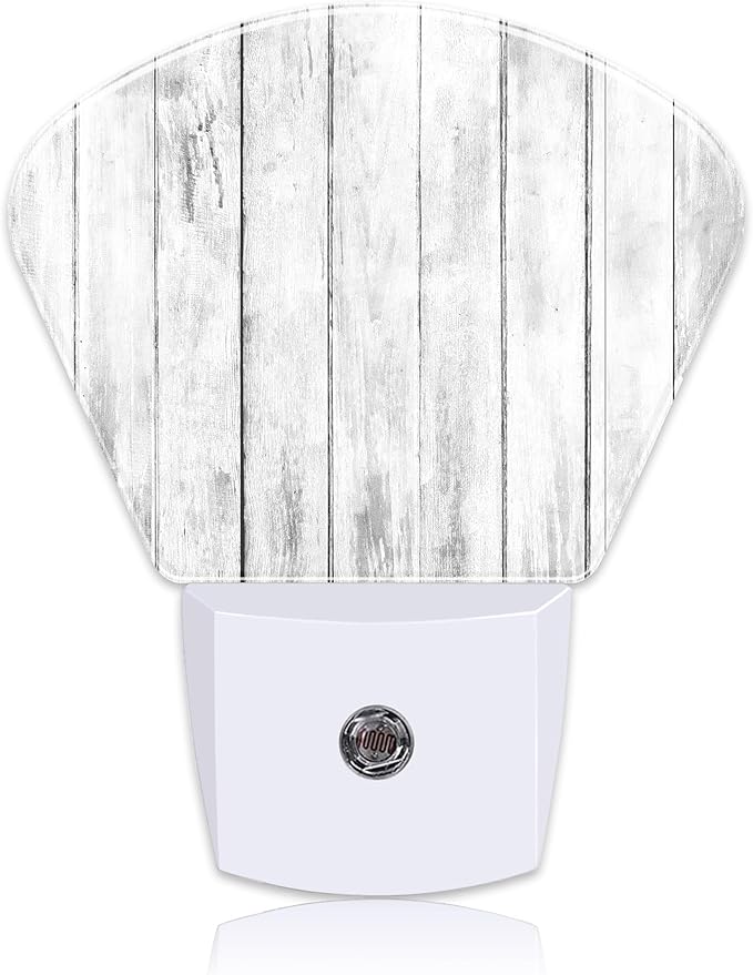 White Wooden Texture Night Light, Old Wood Grain Nightlight Plug into Wall