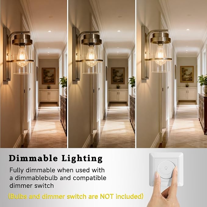 Brushed Nickel Wall Sconces Light, Modern Wall Sconces Bathroom Light Fixtures