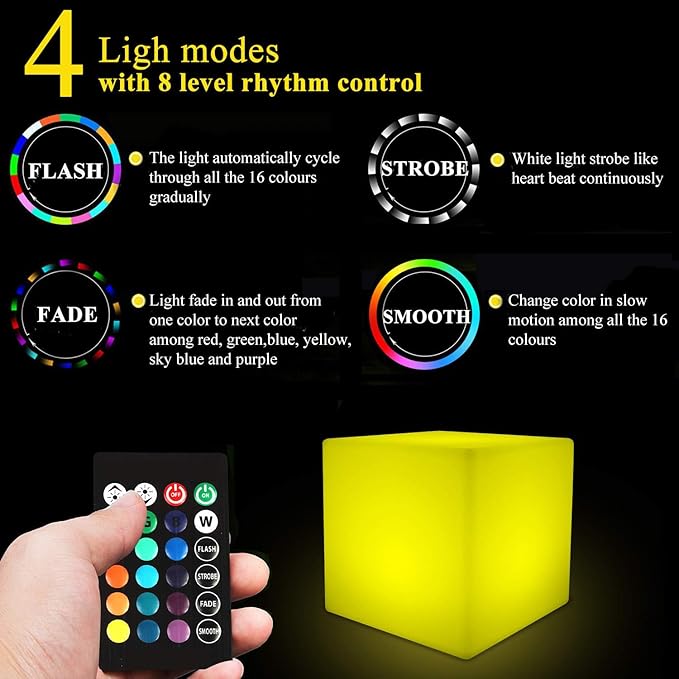 4-inch LED Cube Light, 16 RGB Color Changing Tesseract Cube Lamp