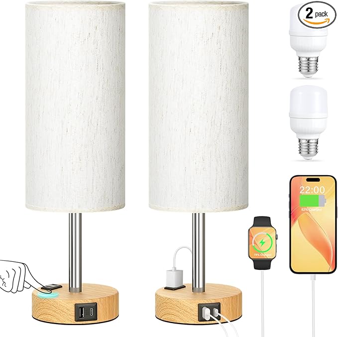 Touch Bedside Table Lamps Set