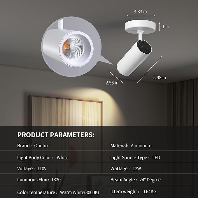12W LED Dimmable Ceiling Spotlight Indoor