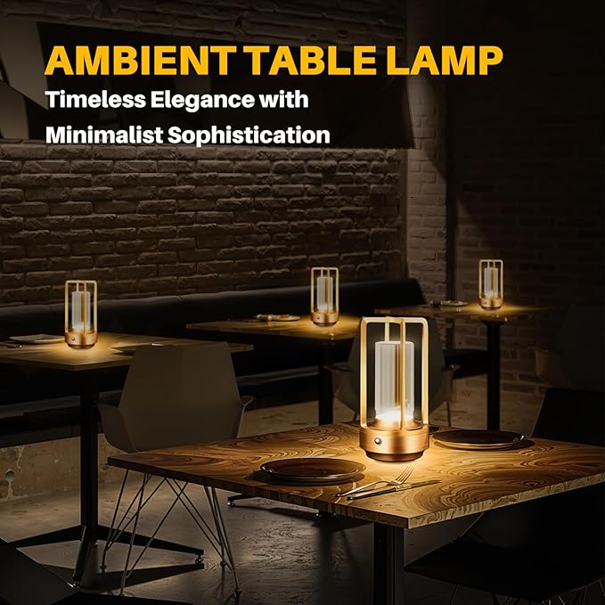 Rechargeable Table Lamp Cordless, 3 Color | Crystal | Stepless Dimming