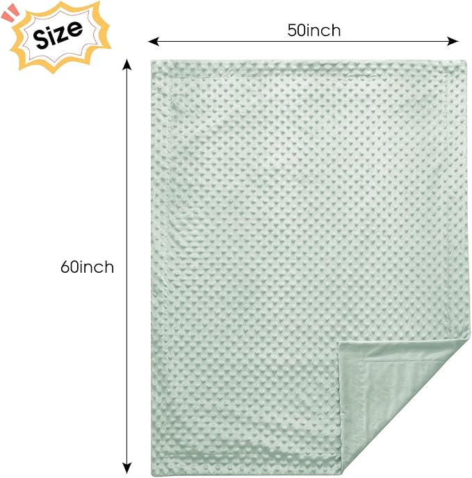 david's kids Micro Fleece Minky Baby Throw Blanket for Girls with Double Layer and Soothing Raised Dots, 50x60 Inches Breathable and Soft Lightweight Receiving Blanket for Newborns Sage Green