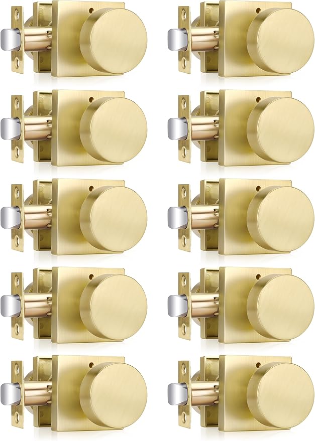Haidms Gold Door Knobs Interior Privacy, Heavy Duty Square Brushed Gold