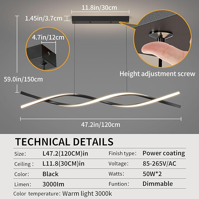 Modern Ceiling Chandelier Light, Acrylic Anti Flicker Pendant Lamp