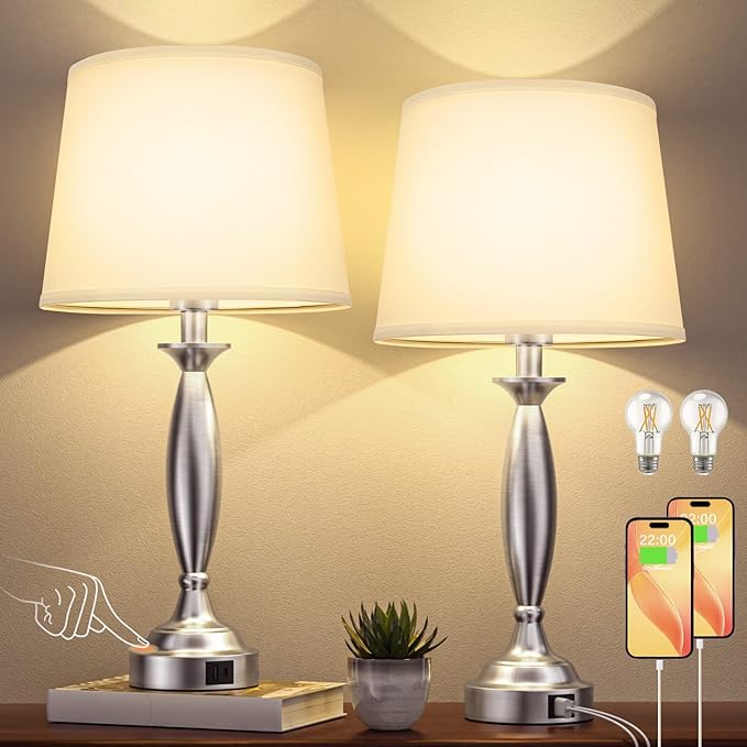 White Lamps for Bedrooms Set of 2