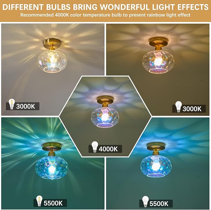 Vintage Glass Flush Mount Ceiling Light