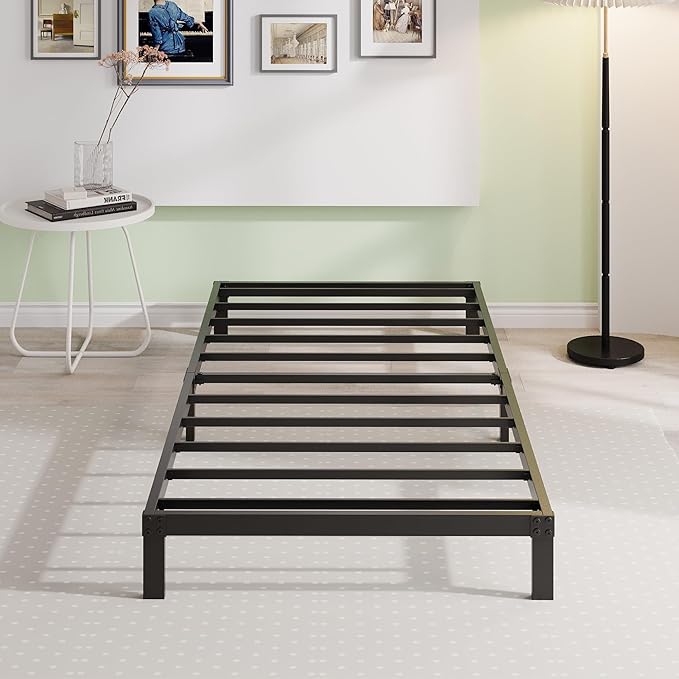 EMODA 6 Inch Twin XL Bed Frames No Box Spring Needed, Heavy Duty XL Twin Metal Platform Bed Frame, Noise Free, Easy Assembly, Black