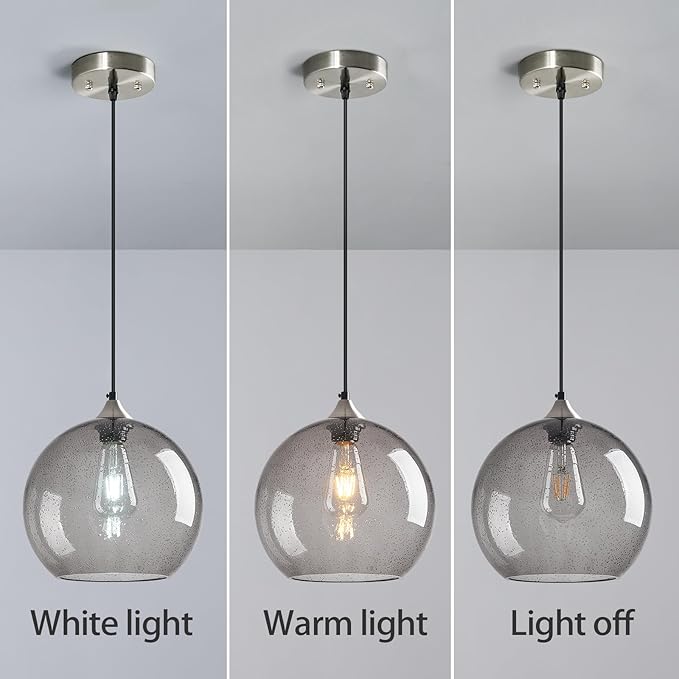 Light Grey Glass Pendant Lights Kitchen Island Globe Pendant Light Fixtures