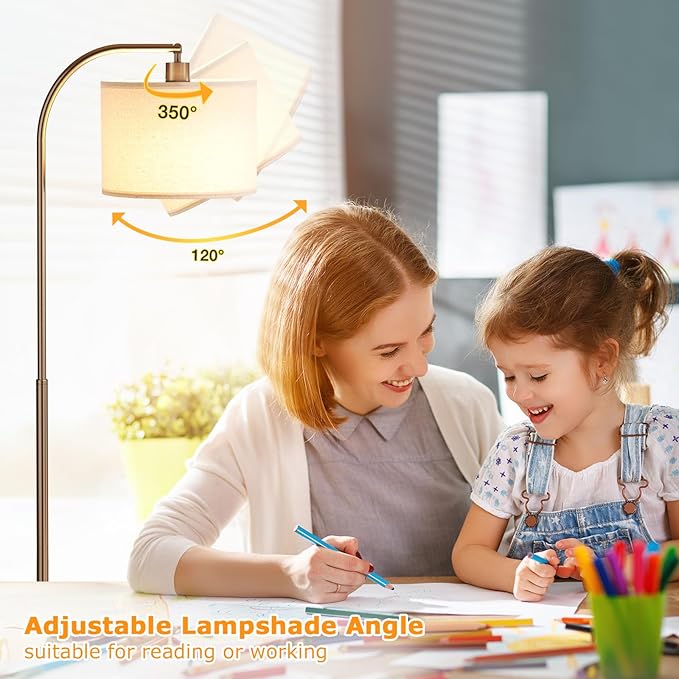 Ambimall Arc Floor Lamp with Remote and Stepless Dimmable Bulb, Colors