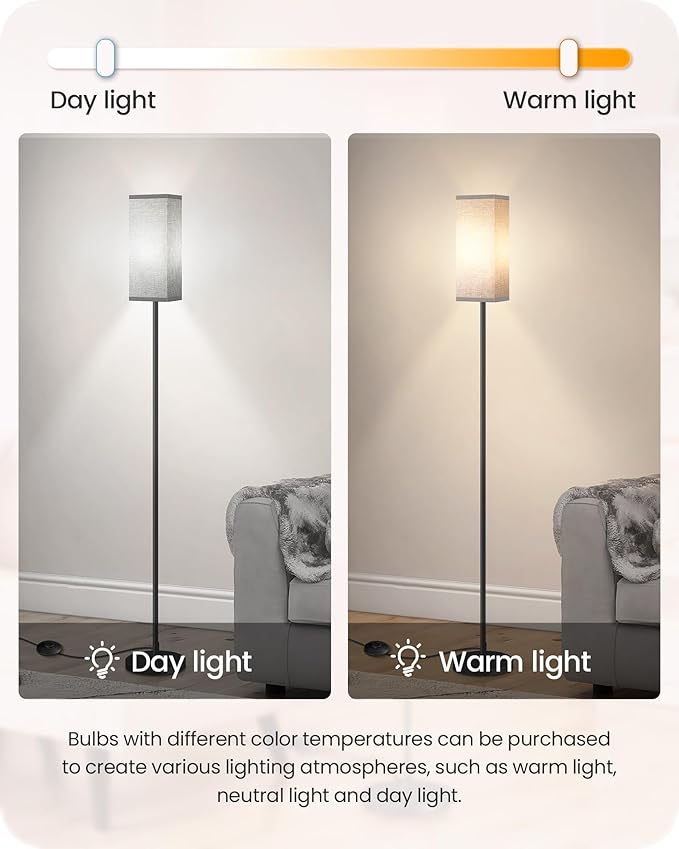 Floor Lamp, Pole Lamp with Foot Switch, Modern Standing Lamp Lampshade