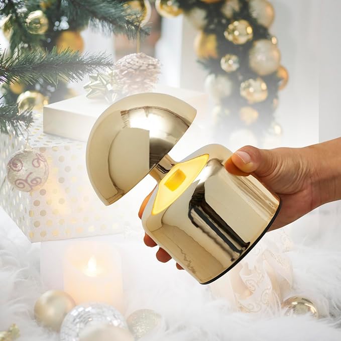 Modern Cordless Mushroom Small Table Lamp Touch LED Lamp, 3-Way Dimmable