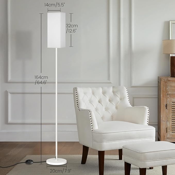 64.6" Floor Lamp, Pole with Foot Switch, Modern Standing Lamp Lampshade