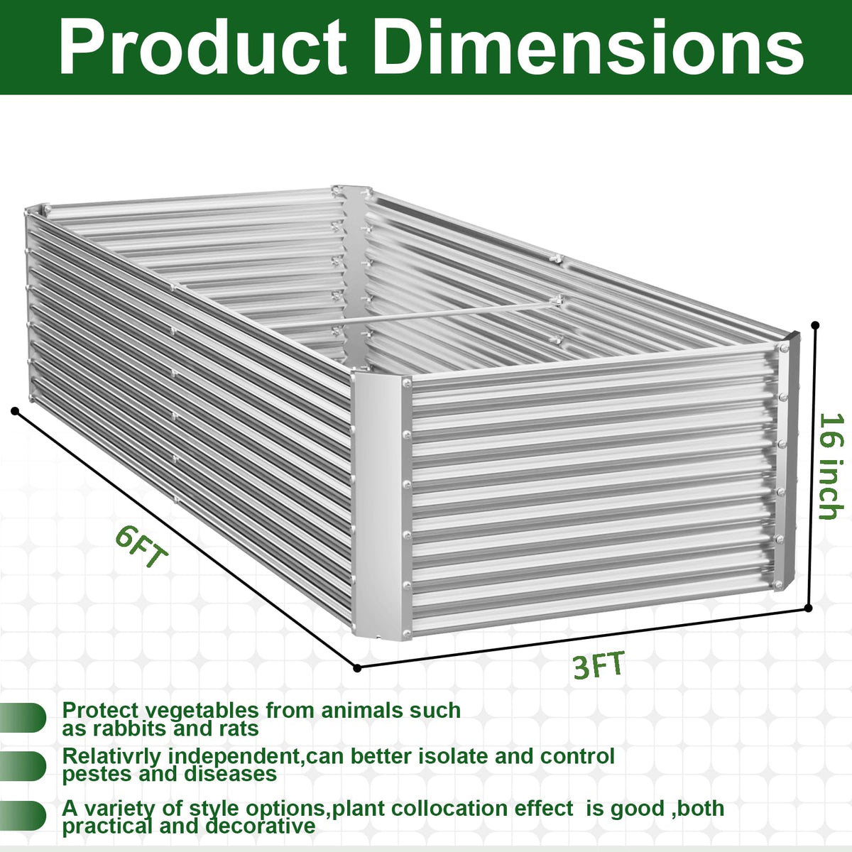 4 Pack Tall Corrugated Galvanized Steel Raised Garden Bed Outdoor (4 Count)