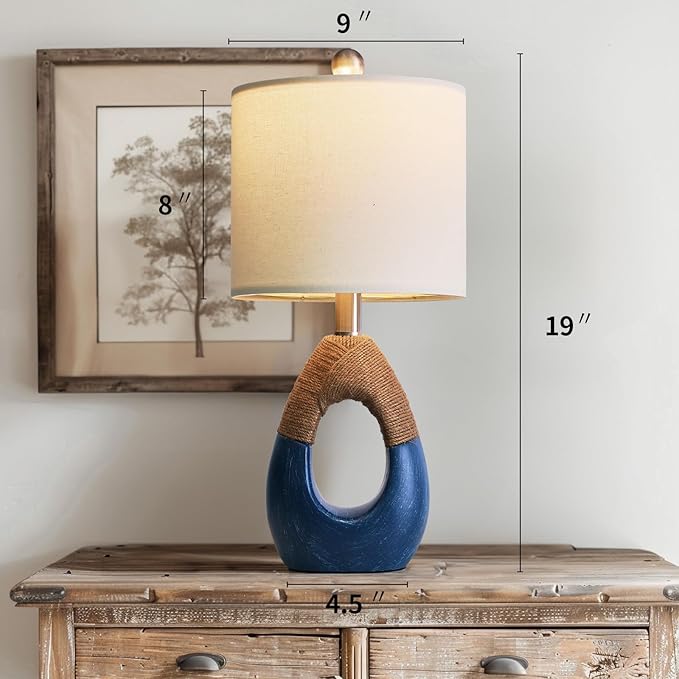 OYEARS 19" Boho Lamp for Bedroom, Bedside for Nightstands, Table Lamp for