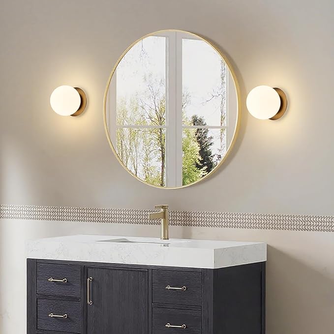 Modern Glass Globe Wall Sconce: Black Single Light