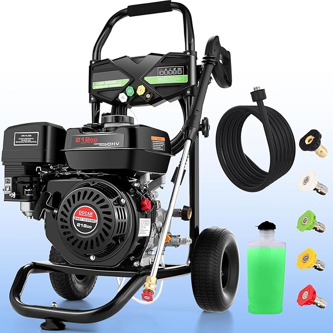 4200PSI Gas Pressure Washer 4.0GPM Gas Power Washer 212CC Gas Powered Washing Machine Commercial High Pressure Washer with 25ft Hose&5 Nozzles for Patio Garden Yard Vehicle,EPA/CARB/ETL