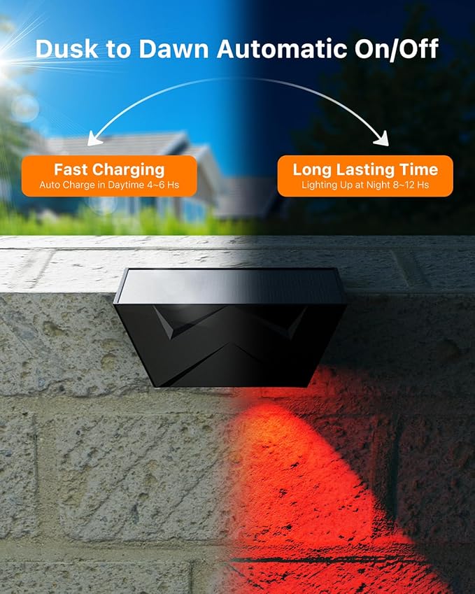 8 Pack Color Change Solar Fence Lights Outdoor