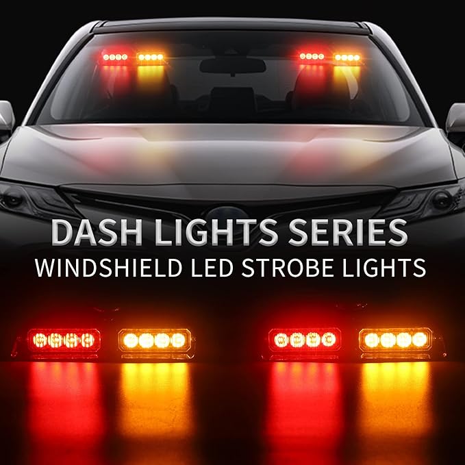 XRIDONSEN 2 in 1 Dash Emergency Strobe Lights Interior Windshield Lights Red